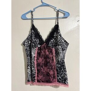 Leopard Print Cami Top 3XL Lace Trim Spaghetti Strap Tank Blouse